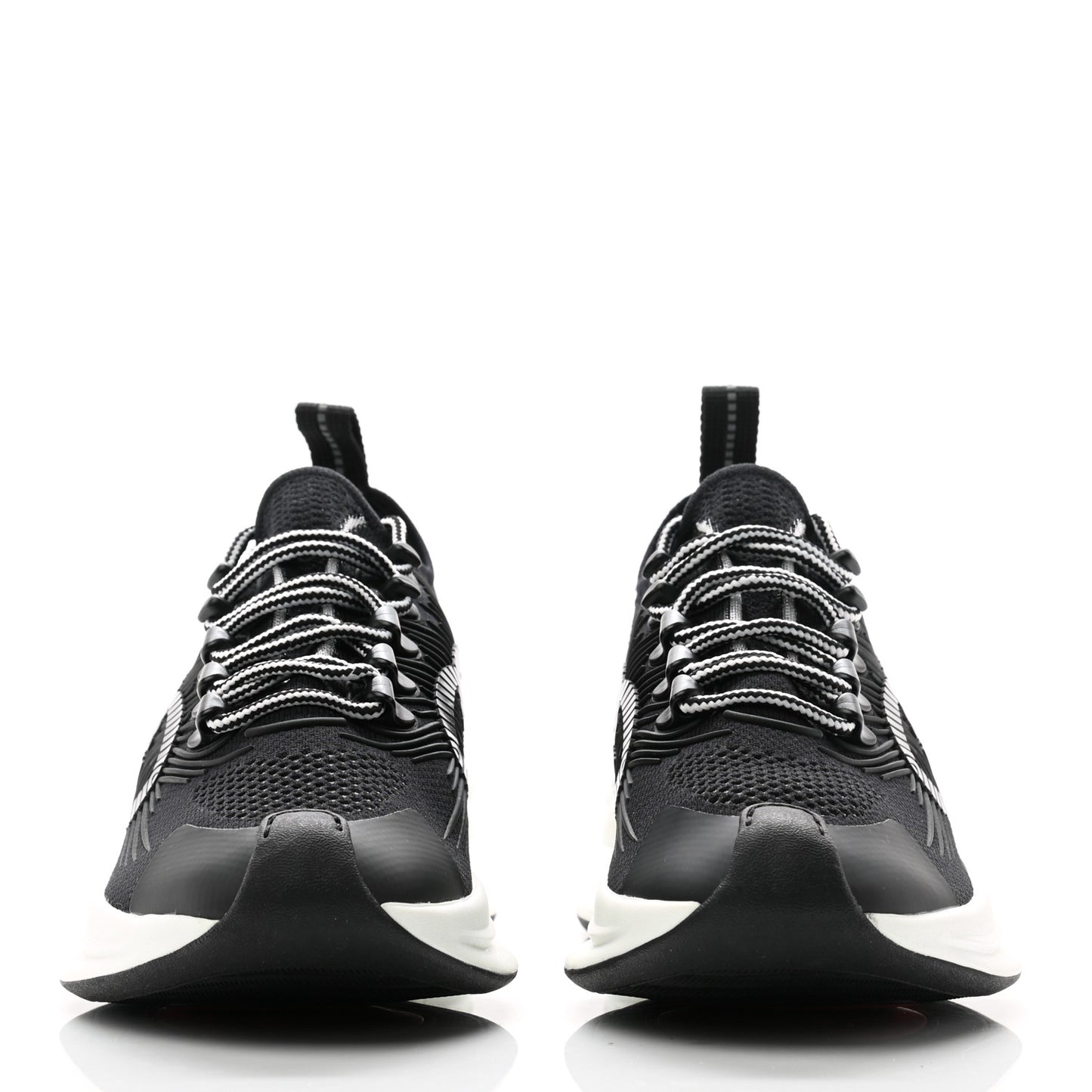 Technical Knit Fabric Waves Womens Gucci Run Sneakers 36.5 Black Loess