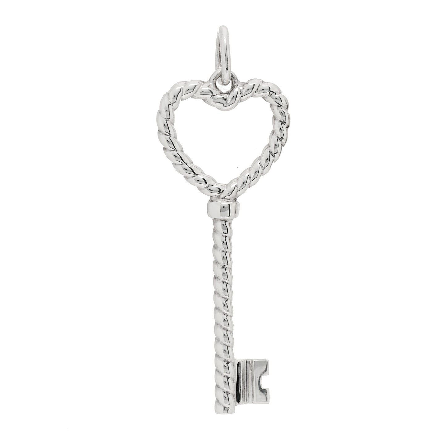 Sterling Silver Twist Heart Key Pendant