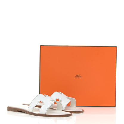 Hermes Box Calfskin Oran Sandals 37 White 10 of 10