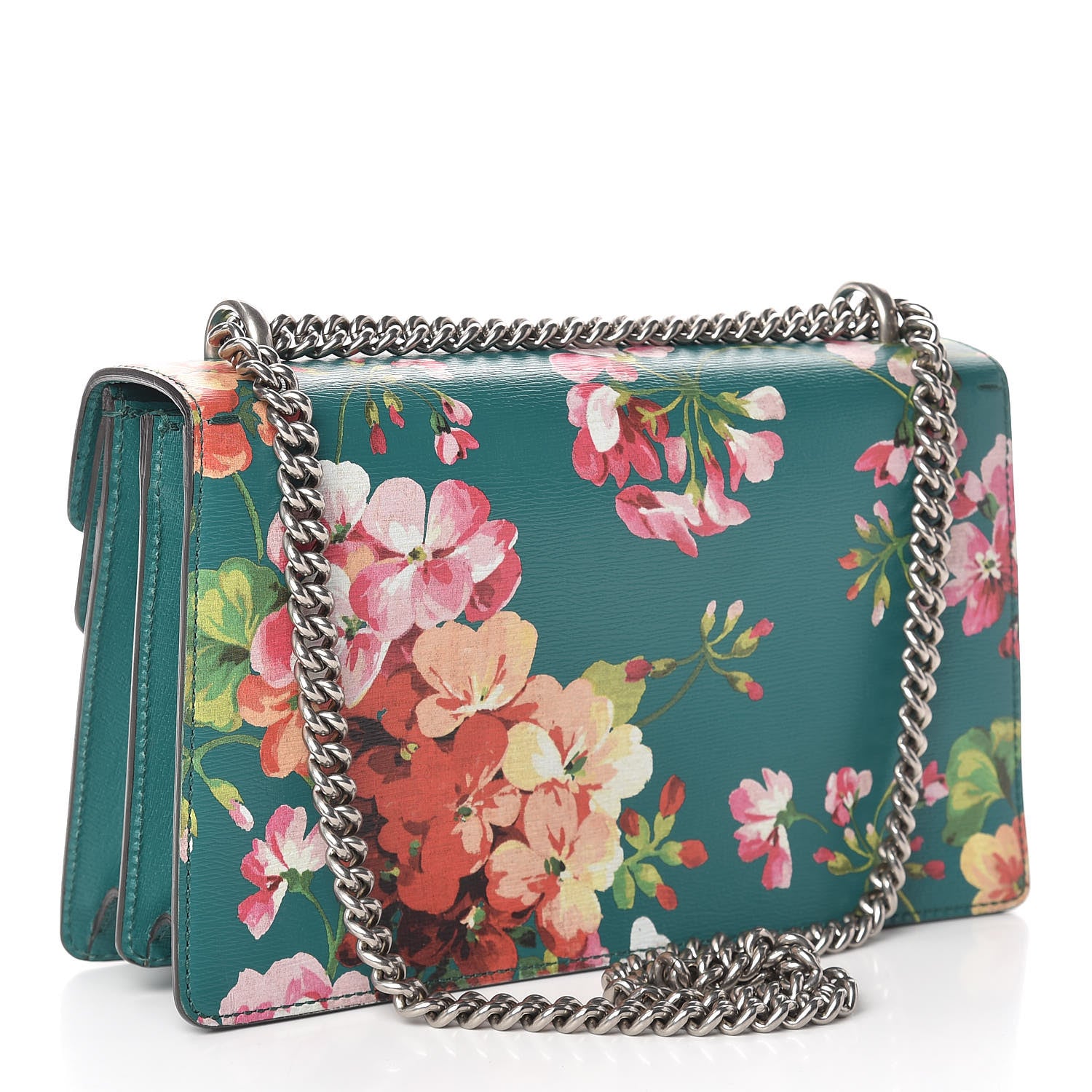 Gucci Calfskin Blooms Print Small Dionysus Shoulder Bag Bright Emerald Multicolor 3 of 13