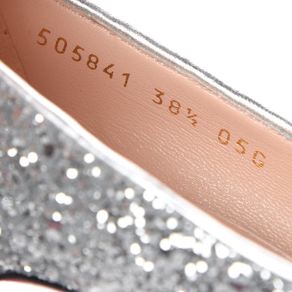 Gucci Nappa Silk Glitter Removable Crystal Heart Pumps 38.5 Argento 10 of 11