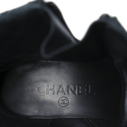 Chanel Calfskin Quilted Lace Up Combat Boots 39 Black 8 of 12