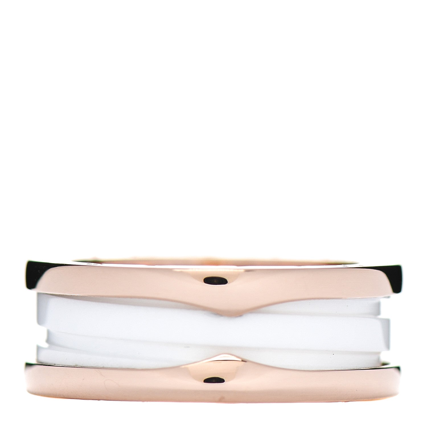Bulgari 18K Rose Gold White Ceramic B.Zero1 Two-Band Ring 54 6.75 3 of 6