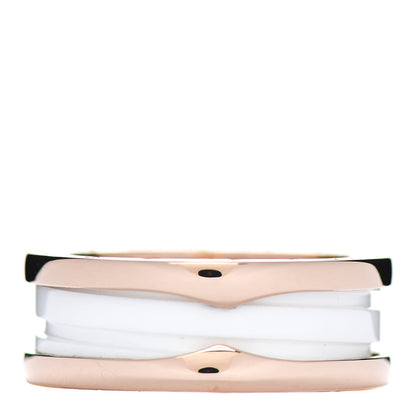 Bulgari 18K Rose Gold White Ceramic B.Zero1 Two-Band Ring 54 6.75 3 of 6