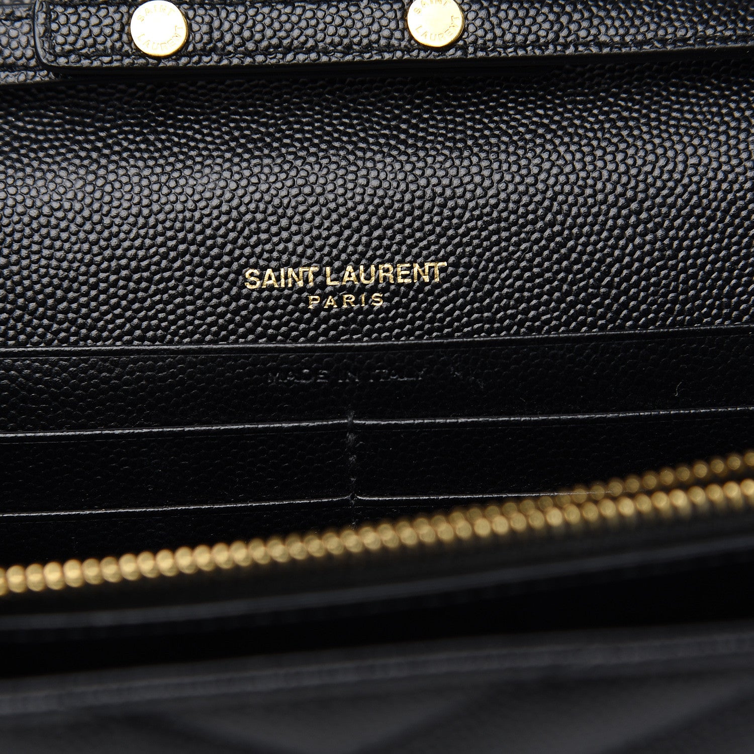 Saint Laurent Grain De Poudre Matelasse Chevron Monogram Chain Wallet Black 5 of 8