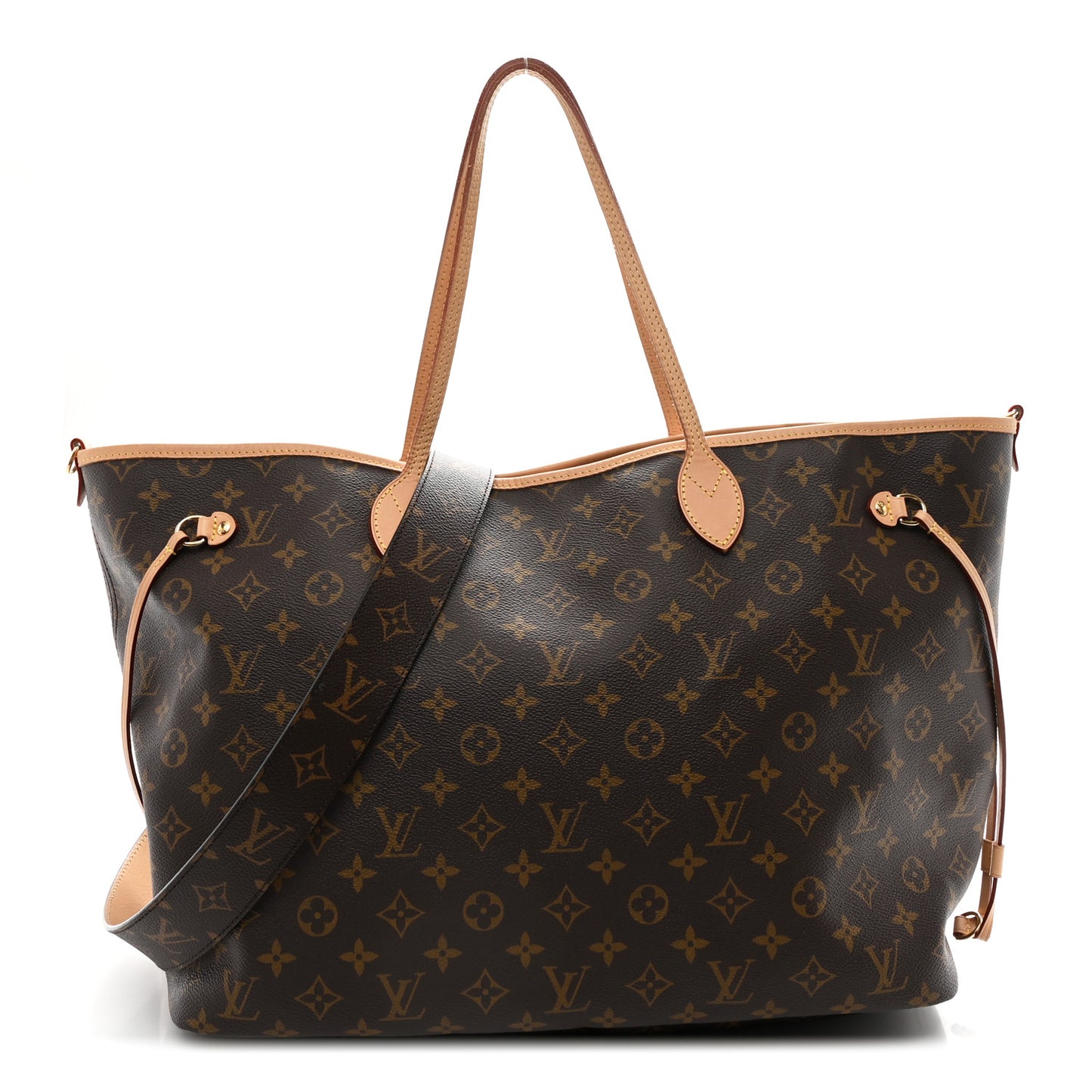 Monogram Stamped Inside Out Neverfull Bandouliere GM Beige