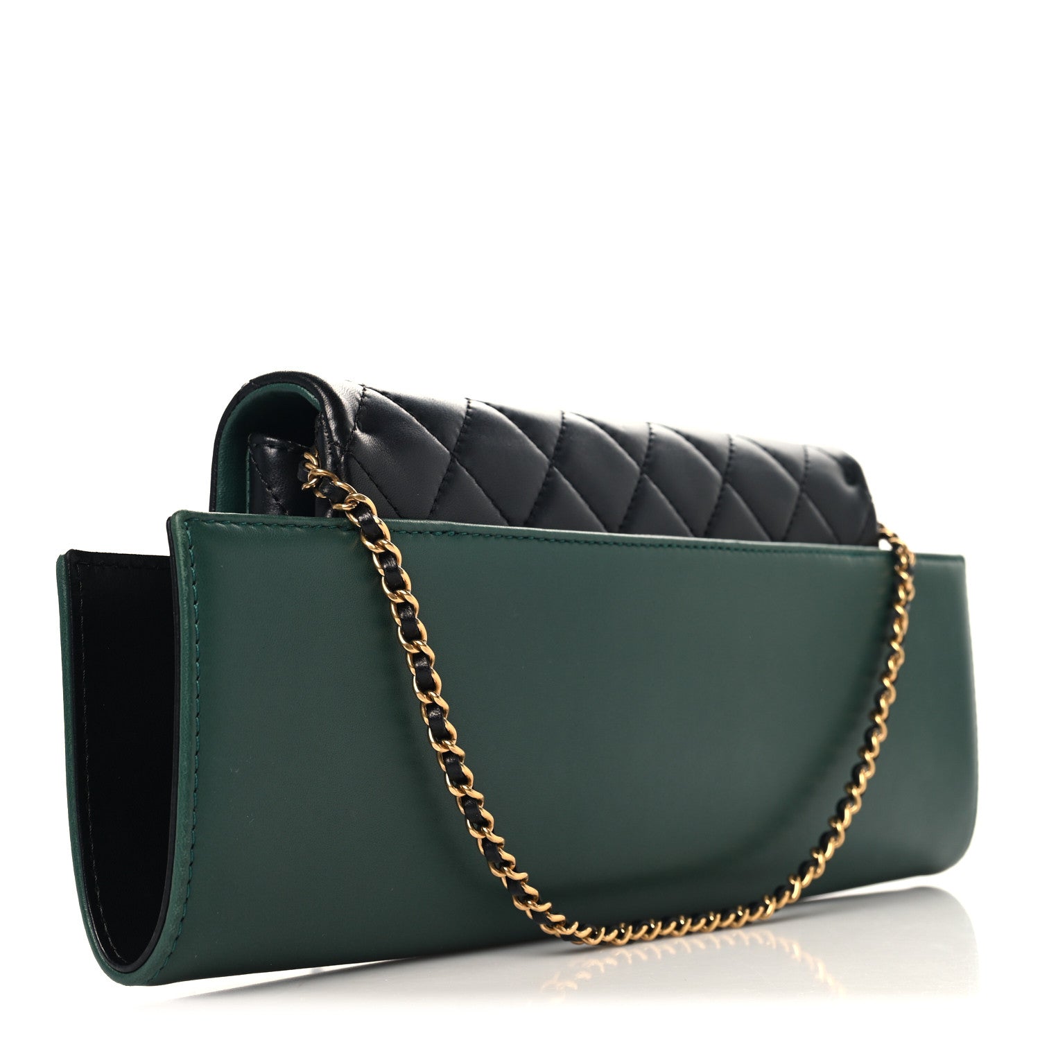 Chanel Calfskin Quilted Brasserie Gabrielle Menu CC Clutch Green 3 of 11