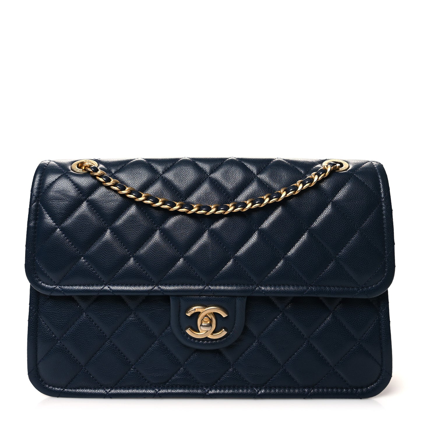 Caviar Quilted Large Sweet Classic Flap Navy Blue