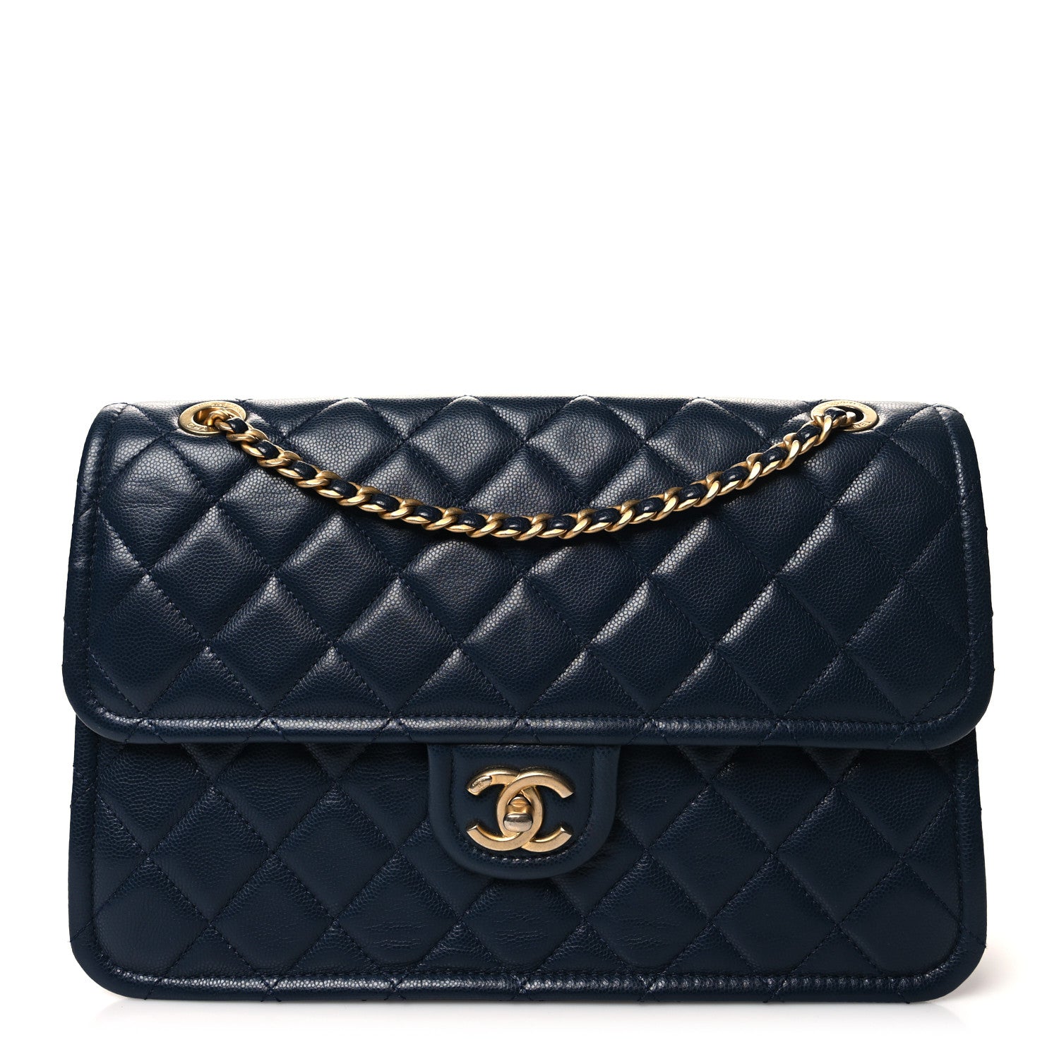 Chanel Caviar Quilted Large Sweet Classic Flap Navy Blue 1 of 11