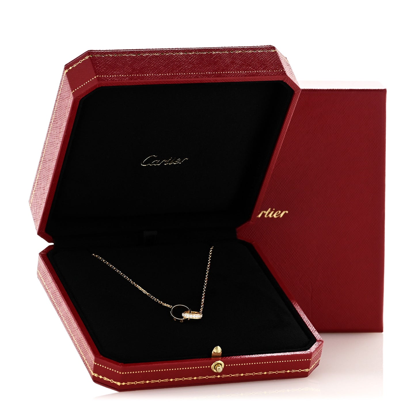 18K Yellow Gold Diamond Interlocking LOVE Necklace