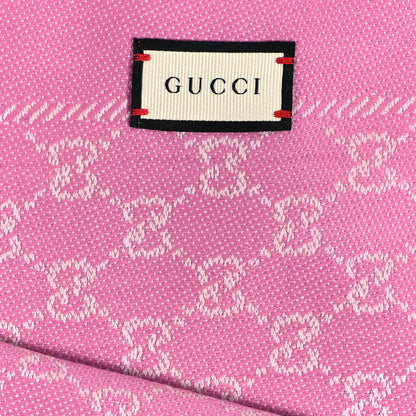 Gucci Wool Jacquard GG Monogram Reversible New Sten Fringe Scarf Ivory Pink 2 of 3