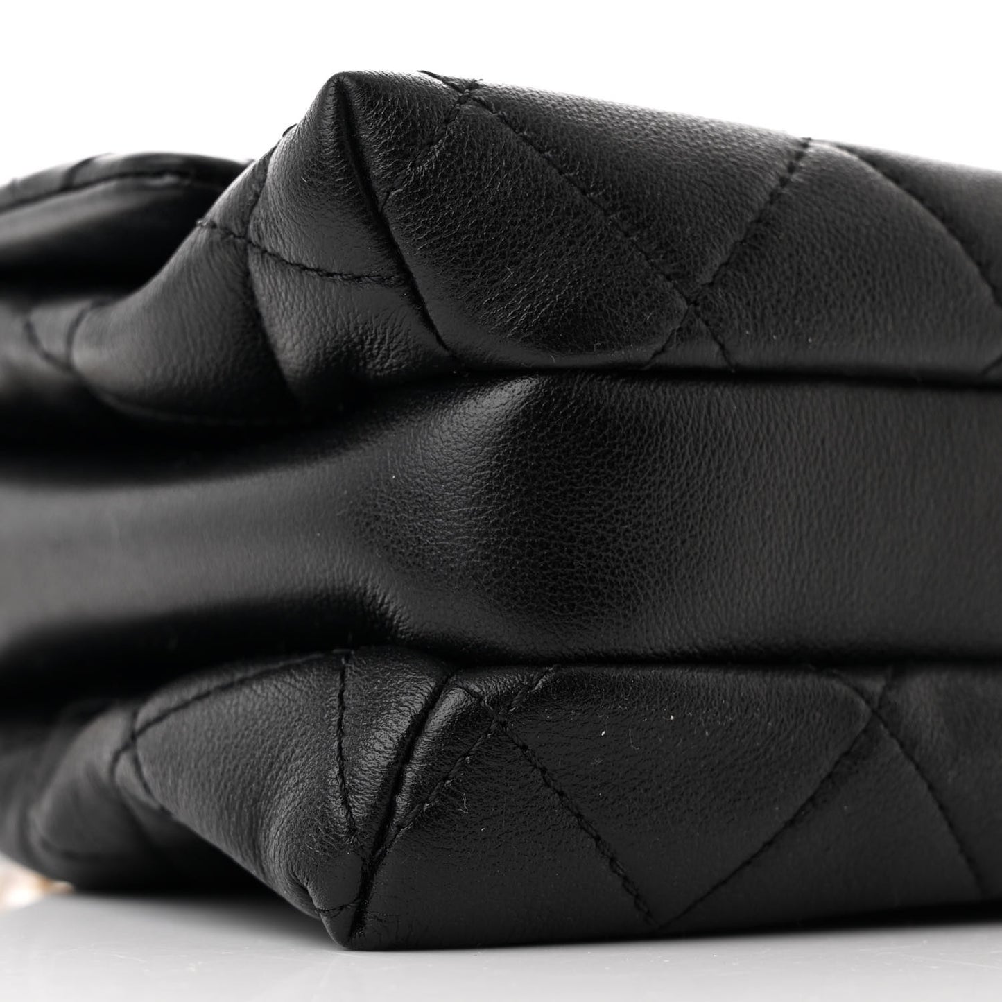 Calfskin Quilted Mini Chain Strap Flap Black