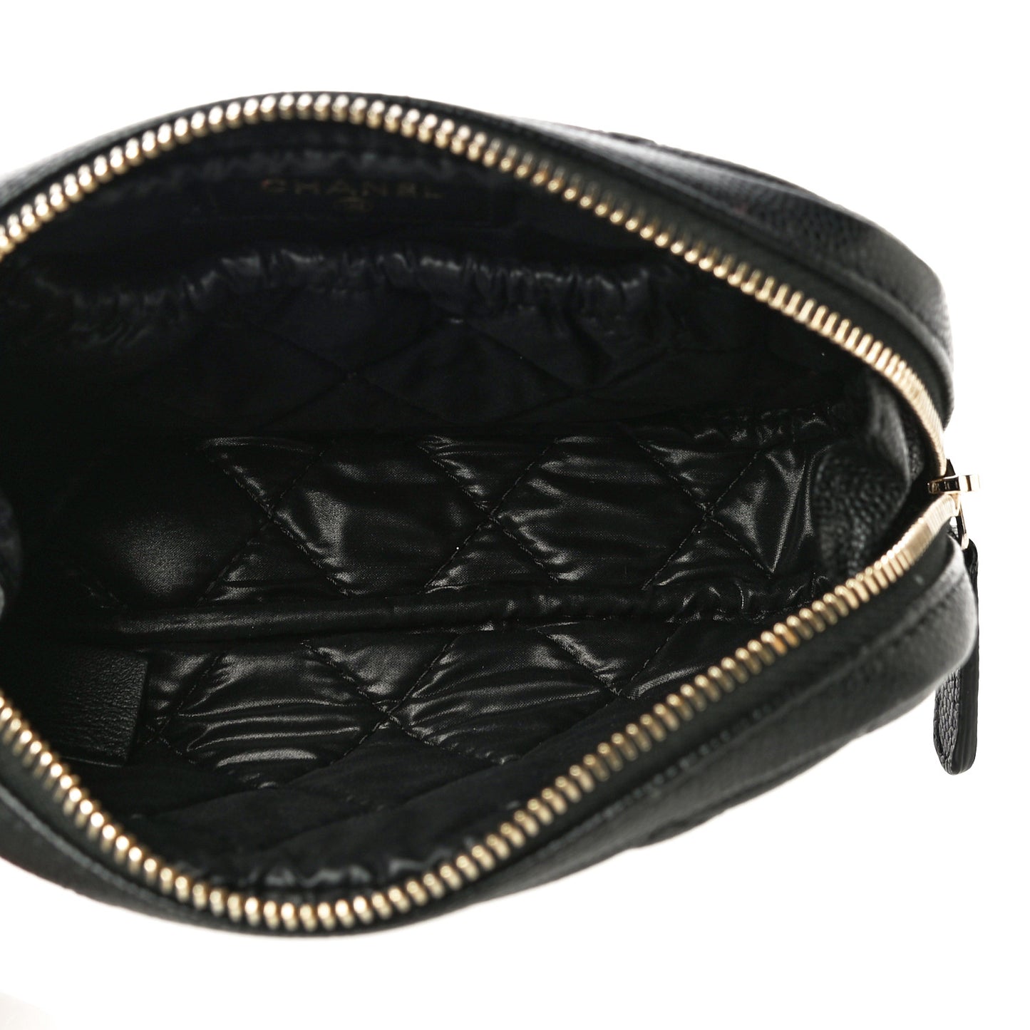 Caviar Quilted Small Curvy Pouch Cosmetic Case Black