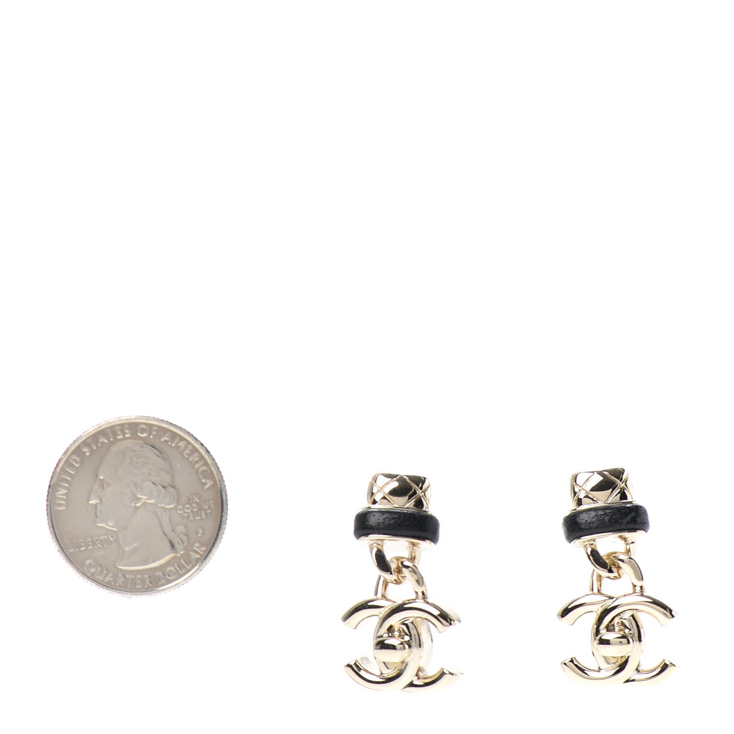 Chanel Lambskin CC Turnlock Drop Earrings Gold Black 2 of 4