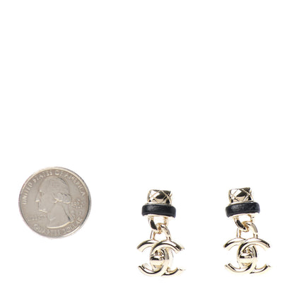 Chanel Lambskin CC Turnlock Drop Earrings Gold Black 2 of 4