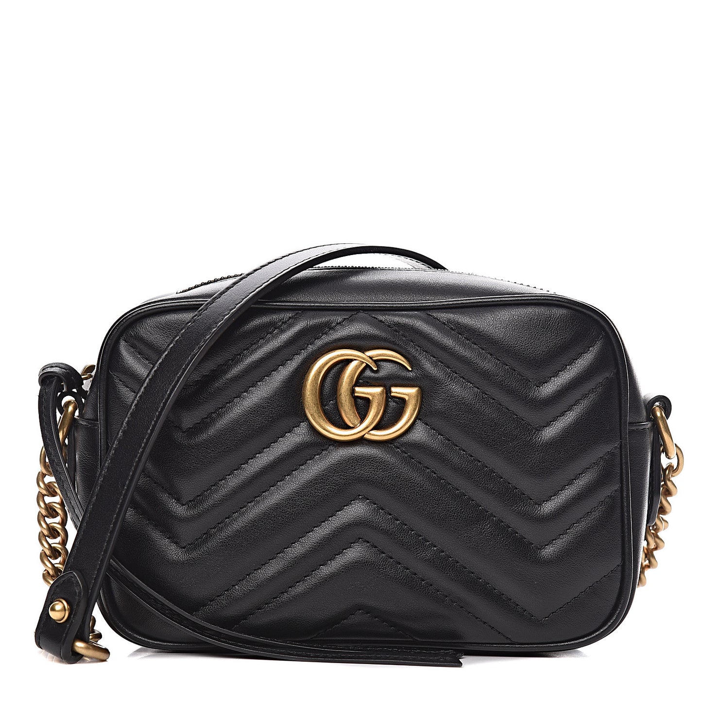 Calfskin Matelasse Mini GG Marmont Chain Shoulder Bag Black