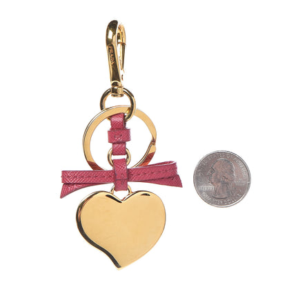 Prada Saffiano Heart Keychain Charm Peonia 2 of 2