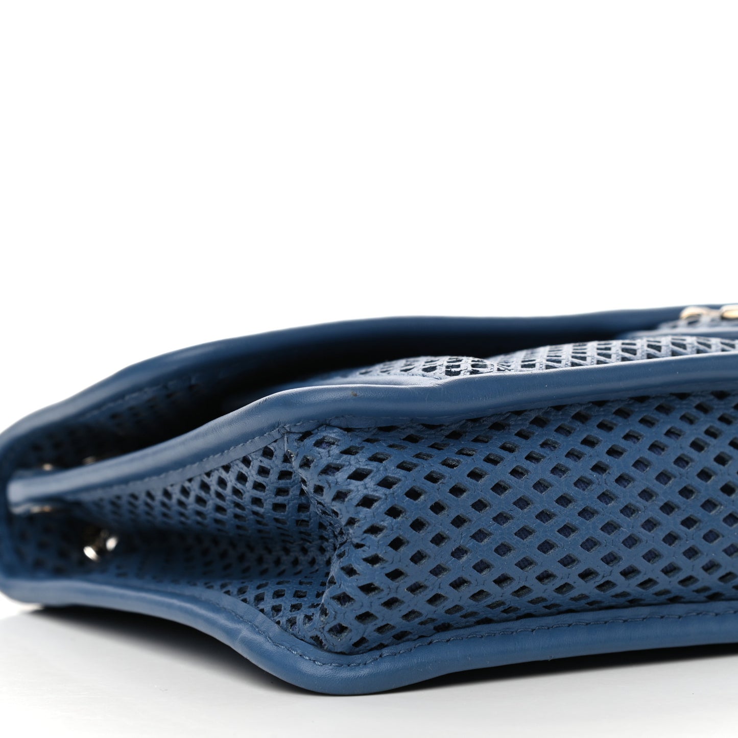 Perforated Calfskin Large Up In The Air Flap Blue