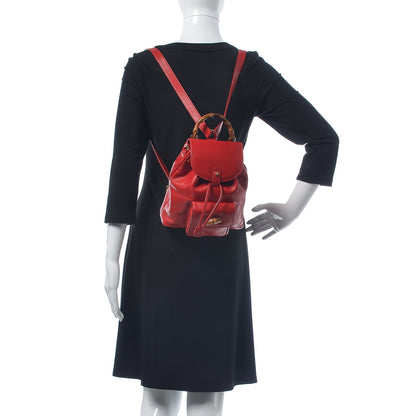 Gucci Calfskin Bamboo Mini Backpack Red 2 of 12