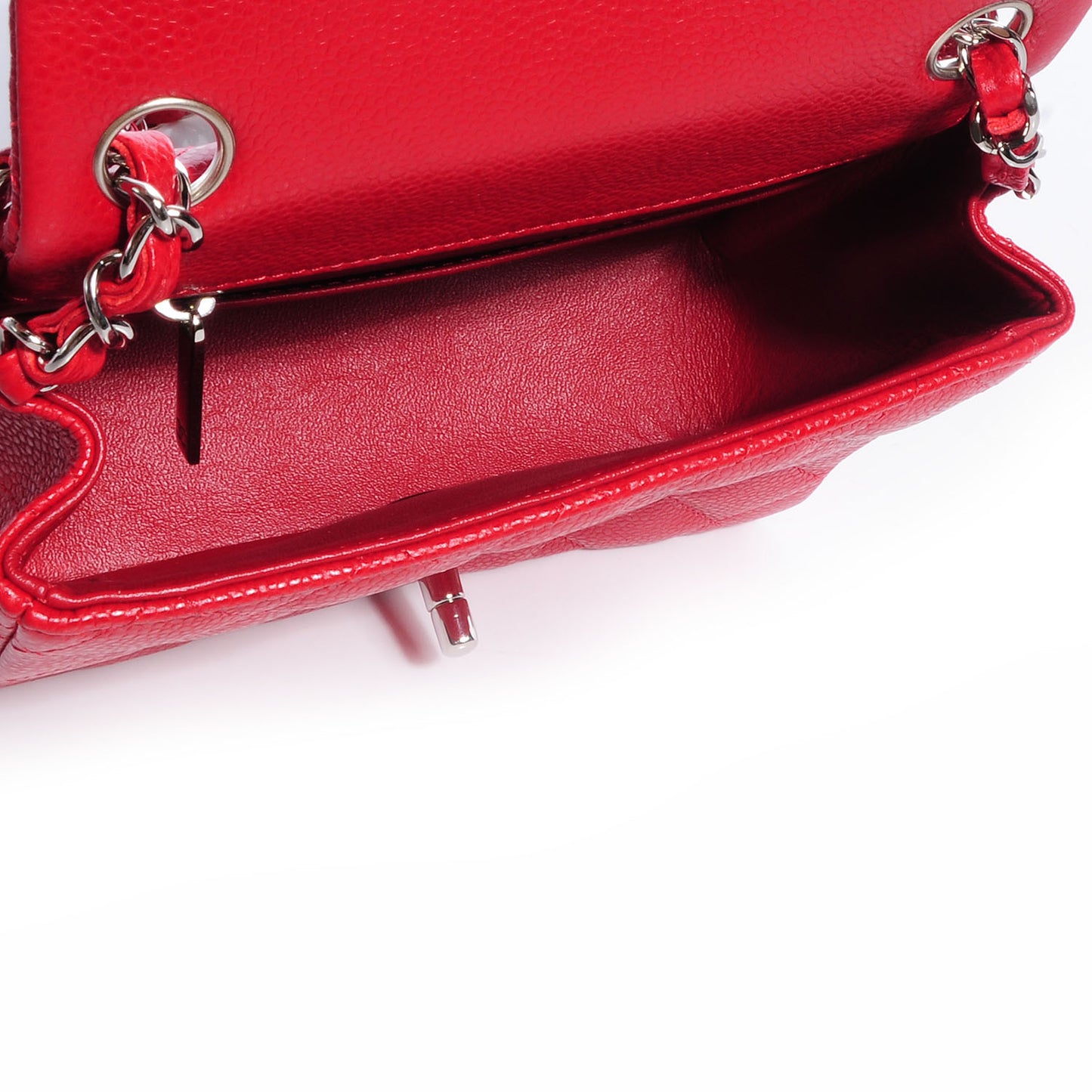 Caviar Quilted Mini Square Flap Red