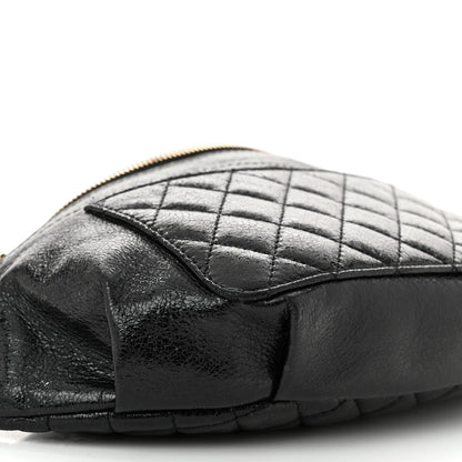 Chanel Crumpled Glazed Lambskin Quilted Waist Bag Fanny Pack Black 9 of 11