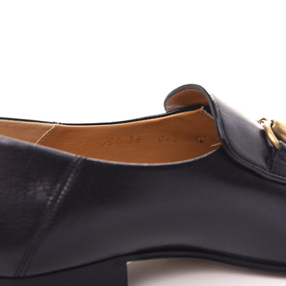 Gucci Goatskin Womens Horsebit Mid-Heel Loafers 36 Black 10 of 11