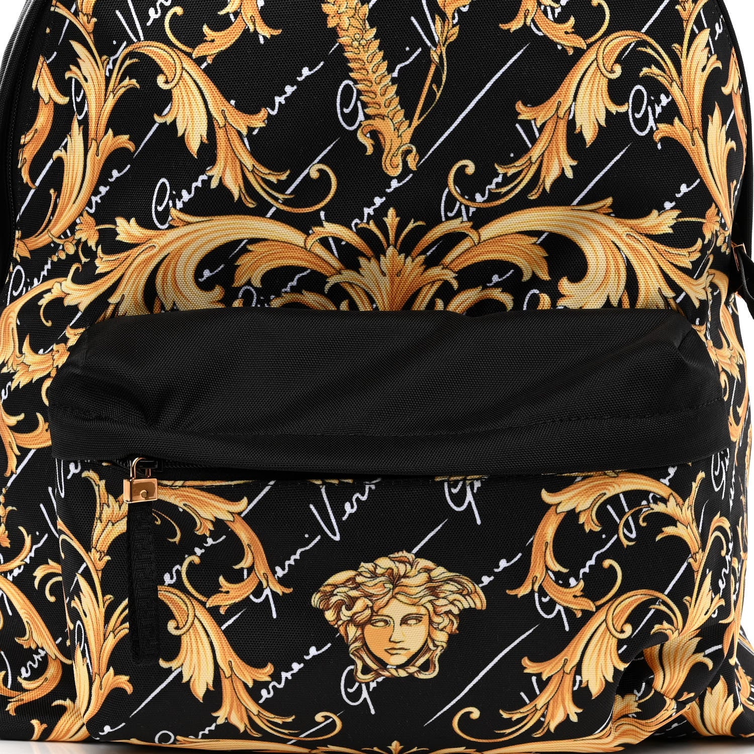 Versace Nylon Barocco Signature Print Backpack Black 7 of 9