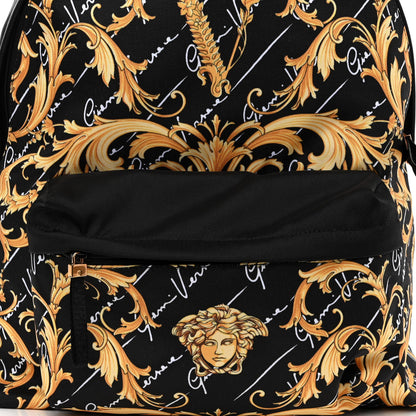 Versace Nylon Barocco Signature Print Backpack Black 7 of 9