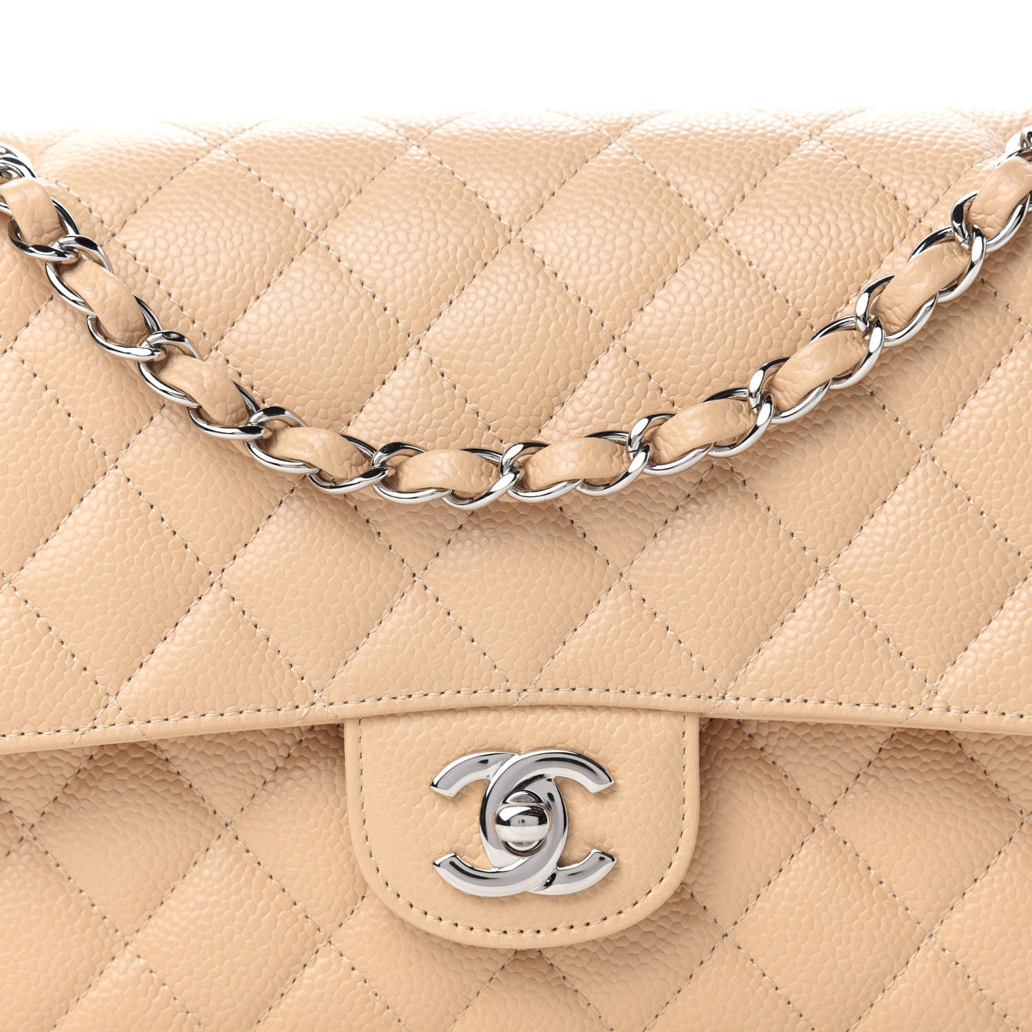Chanel Caviar Quilted Medium Double Flap Beige 11 of 11