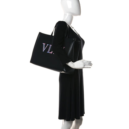 Valentino Garavani Canvas VLTN Neon Print Tote Black Multicolor 2 of 9