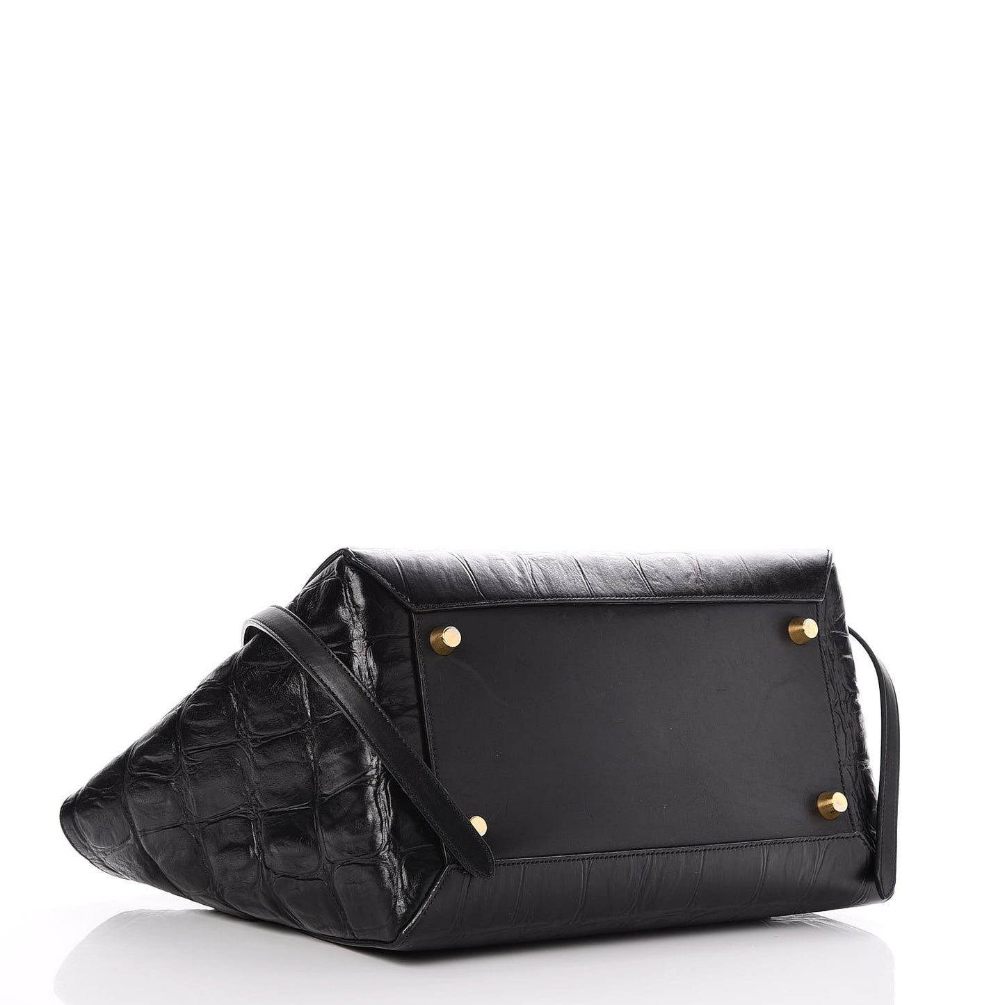 Calfskin Crocodile Embossed Small Belt Bag Black