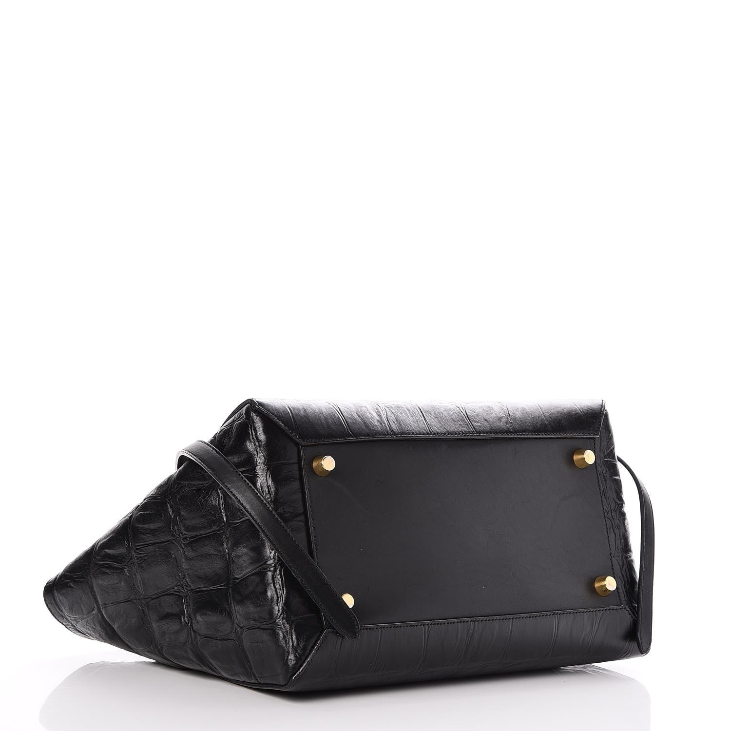 Celine Calfskin Crocodile Embossed Small Belt Bag Black 4 of 12