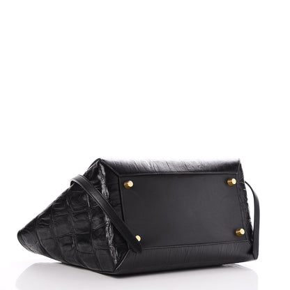 Celine Calfskin Crocodile Embossed Small Belt Bag Black 4 of 12