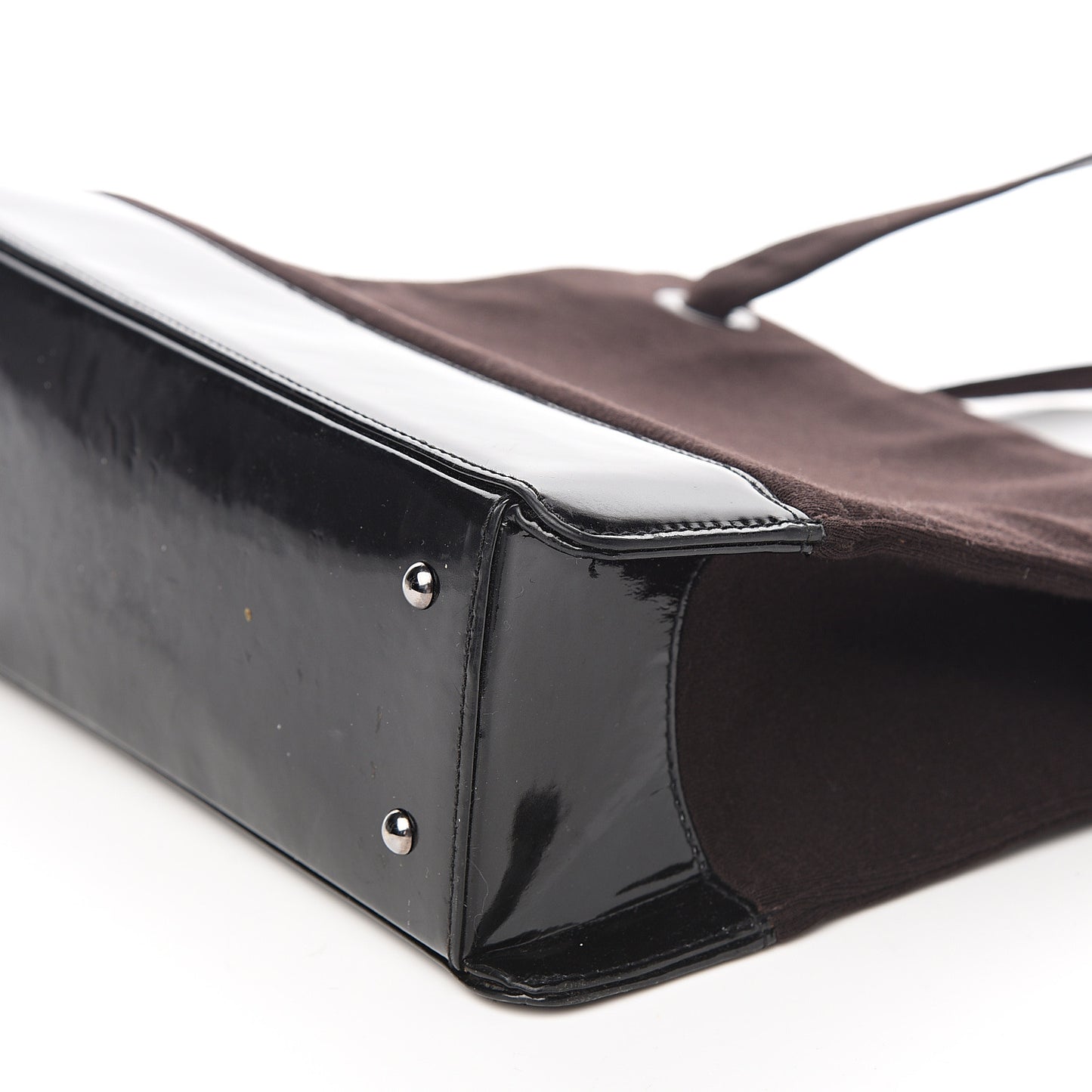 Patent Jersey Shoulder Bag Dark Brown