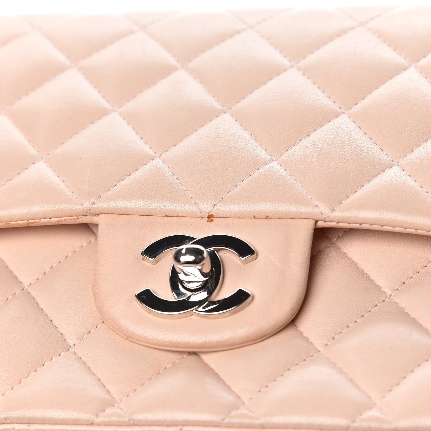 Lambskin Quilted Medium Double Flap Light Pink