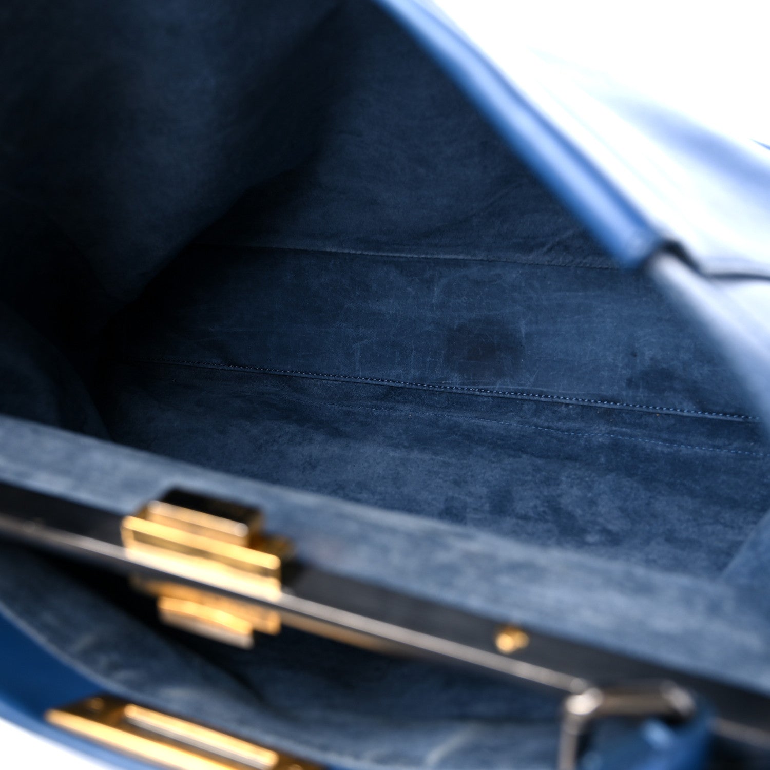 Fendi Vitello Suede Large Peekaboo Iconic Satchel Blue Marine 12 of 17