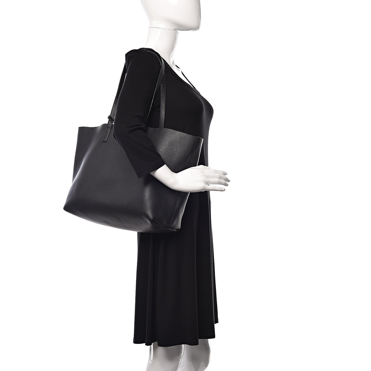 Calfskin Large Shopping Tote Black