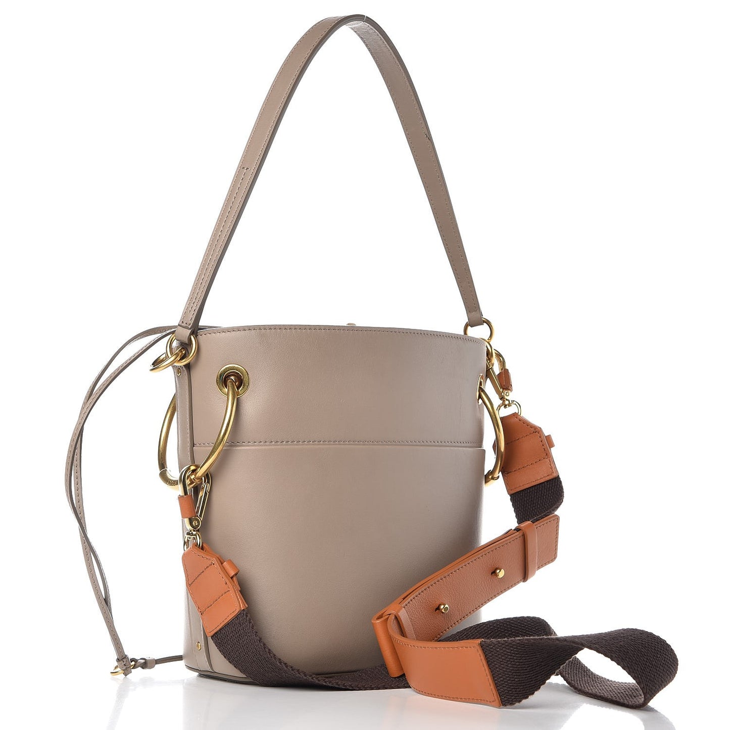 Smooth Calfskin Small Roy Bucket Bag Motty Grey