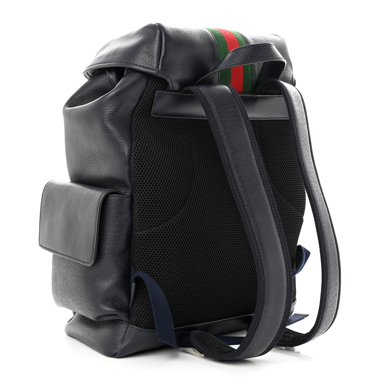 Gucci Textured Dollar Calfskin Web Medium Ophidia Double Buckle Backpack Blue Agata 3 of 9