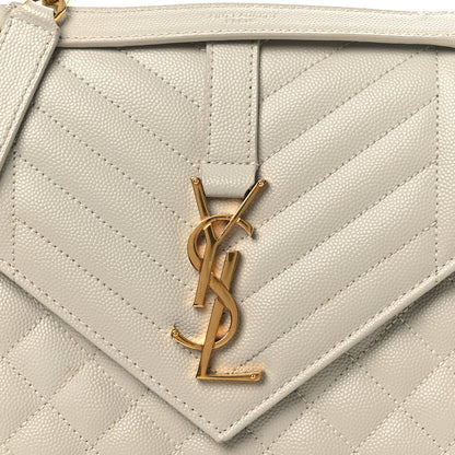 Saint Laurent Grain De Poudre Textured Mixed Matelasse Medium Triquilt Monogram Satchel Crema Soft 7 of 12