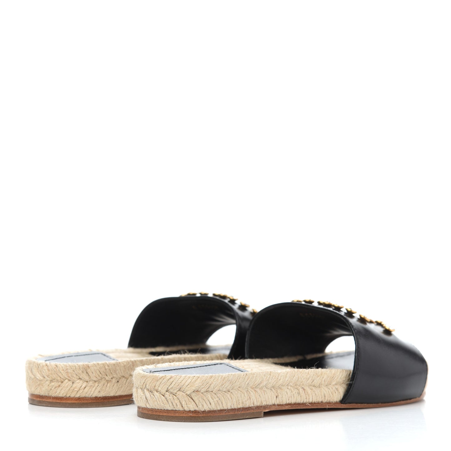 Patent Calfskin Crystal CC Espadrille Slip On Sandals 36 Black