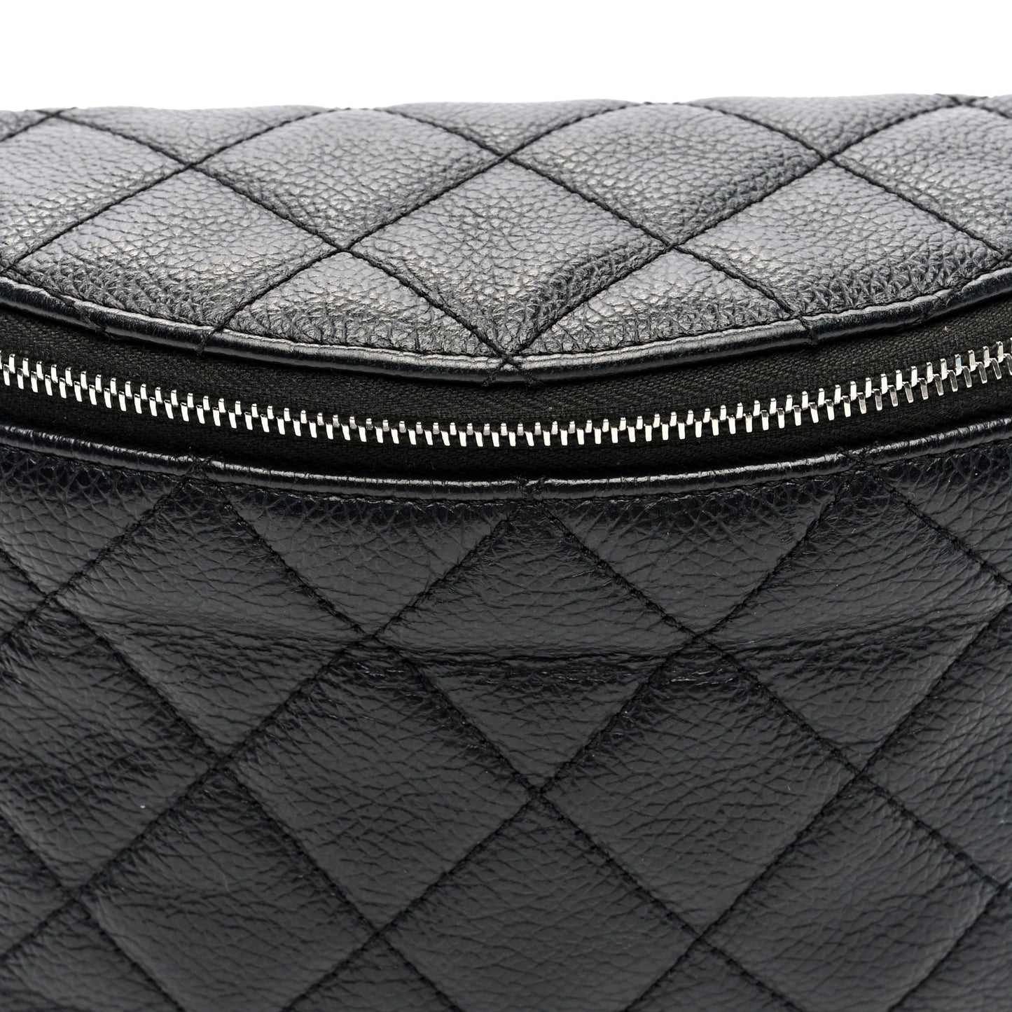 Grained Calfskin Quilted Waist Belt Bag Black