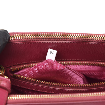 Prada Saffiano Vernice Mini Galleria Double Zip Tote Peonia 7 of 12