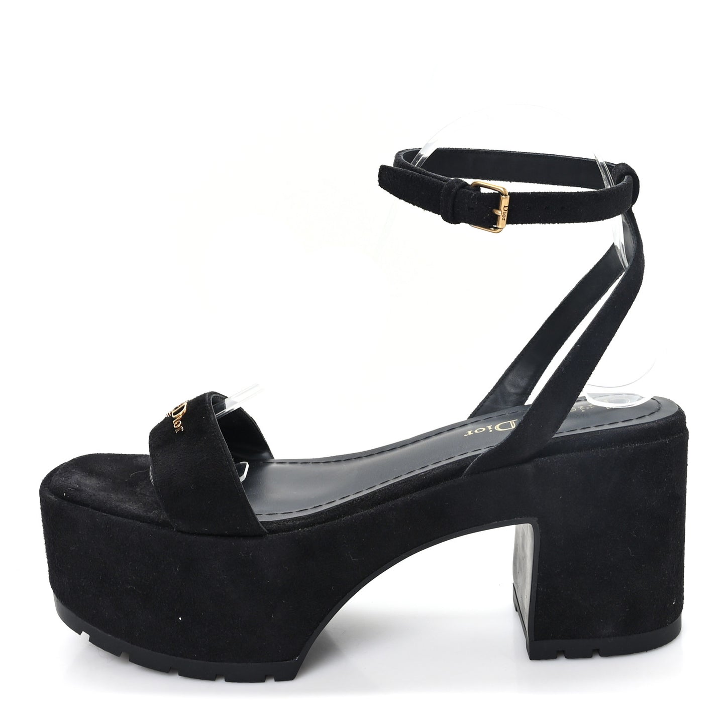 Calfskin Suede Dway Platform Sandals 37 Black