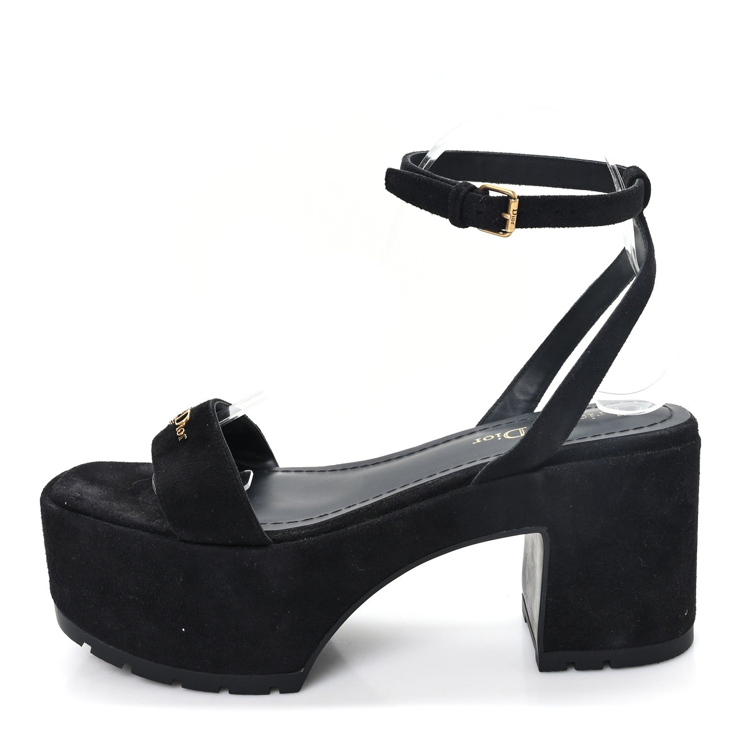 Christian Dior Calfskin Suede Dway Platform Sandals 37 Black 1 of 9