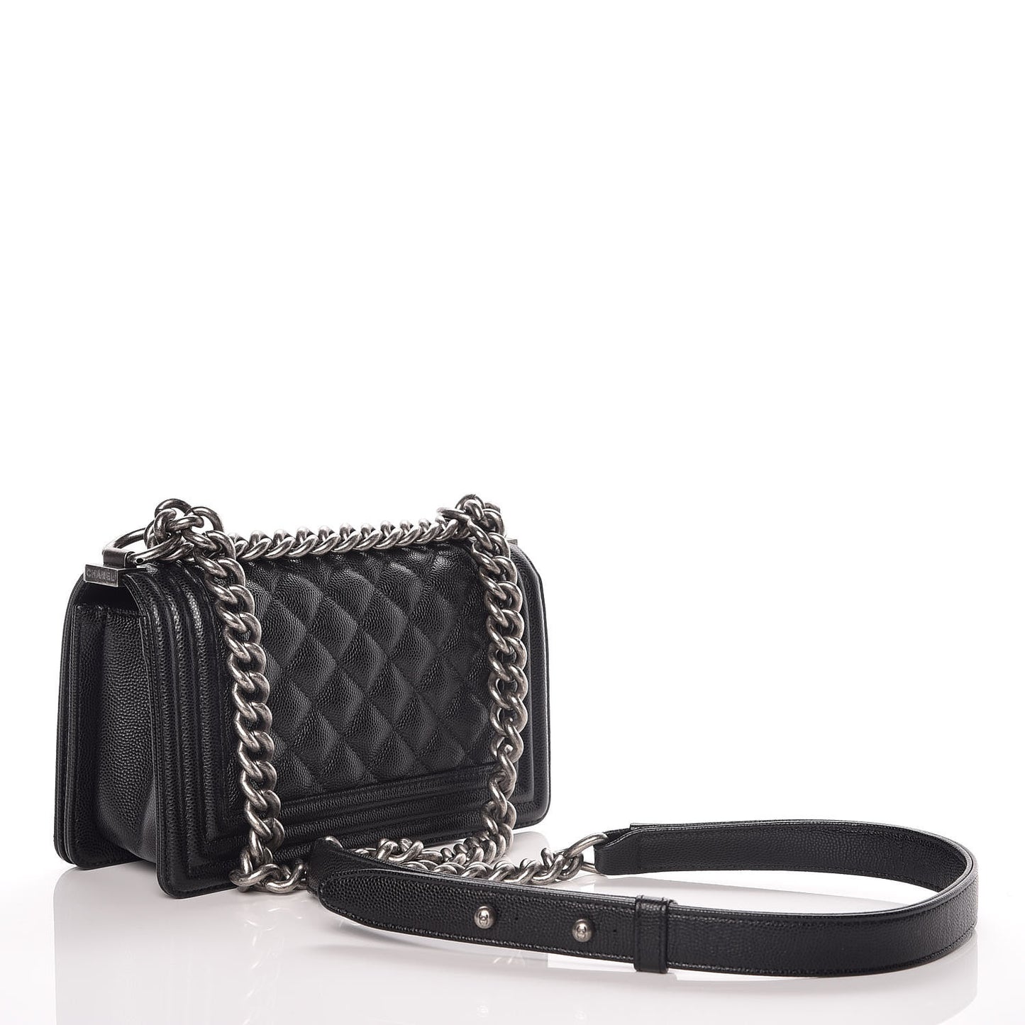 Caviar Quilted Small Boy Flap Black