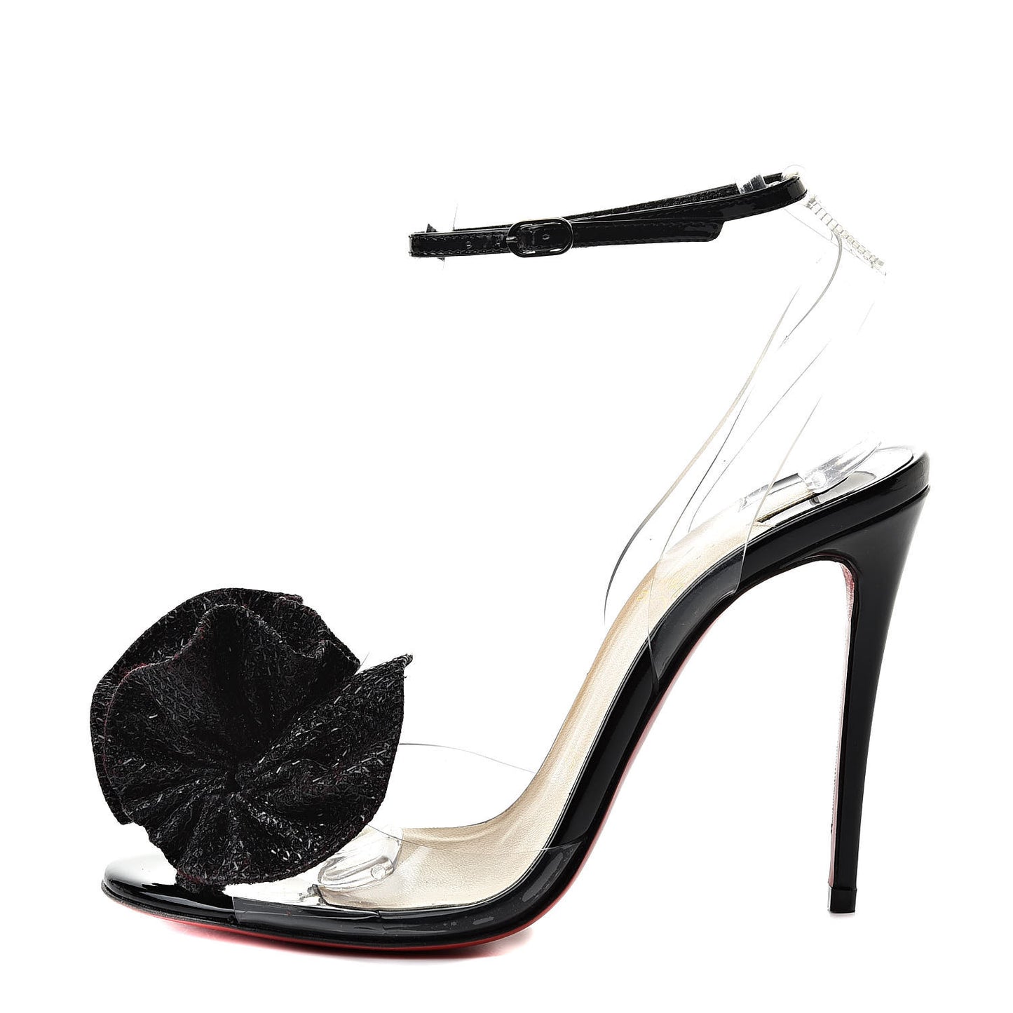 Metallic Calfskin Glitter Tonic PVC Fossiliza 100 Sandals 36 Black