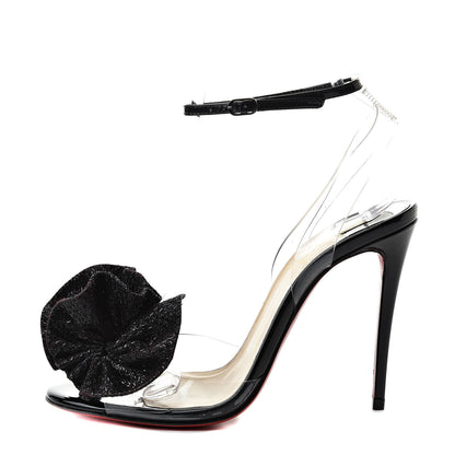 Christian Louboutin Metallic Calfskin Glitter Tonic PVC Fossiliza 100 Sandals 36 Black 1 of 9