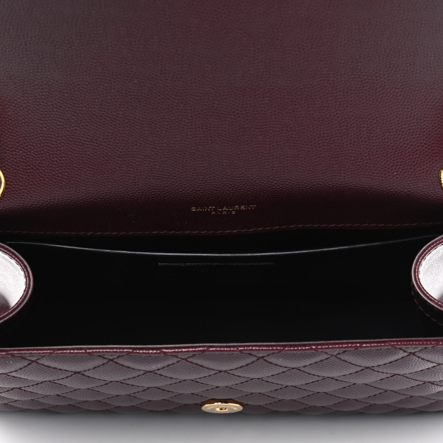 Saint Laurent Grain De Poudre Textured Mixed Matelasse Medium Triquilt Monogram Satchel Rouge Legion 4 of 4