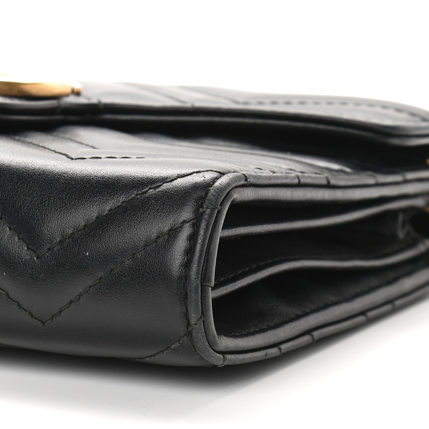 Gucci Calfskin Matelasse GG Marmont Chain Wallet Black 9 of 11